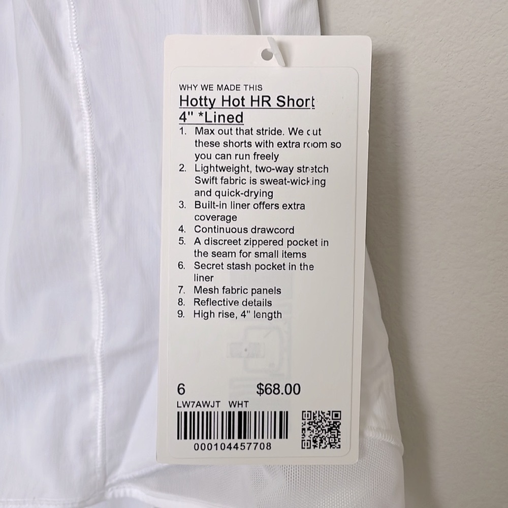 NWT Lululemon Hotty Hot High-Rise Short 4" Lined White Size 6 - Picture 2 of 12